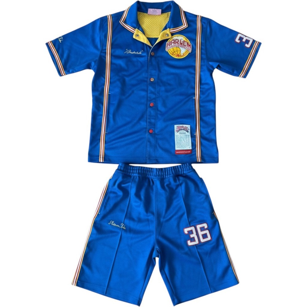 Vintage Platinum FUBU Harlem Globetrotters 2 Piece Set L Shorts Shirt Y2K Rare